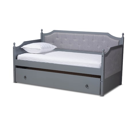 Baxton Studio Mara Upholstered Grey Finished Wood Twin Size Daybed with Trundle 157-9625